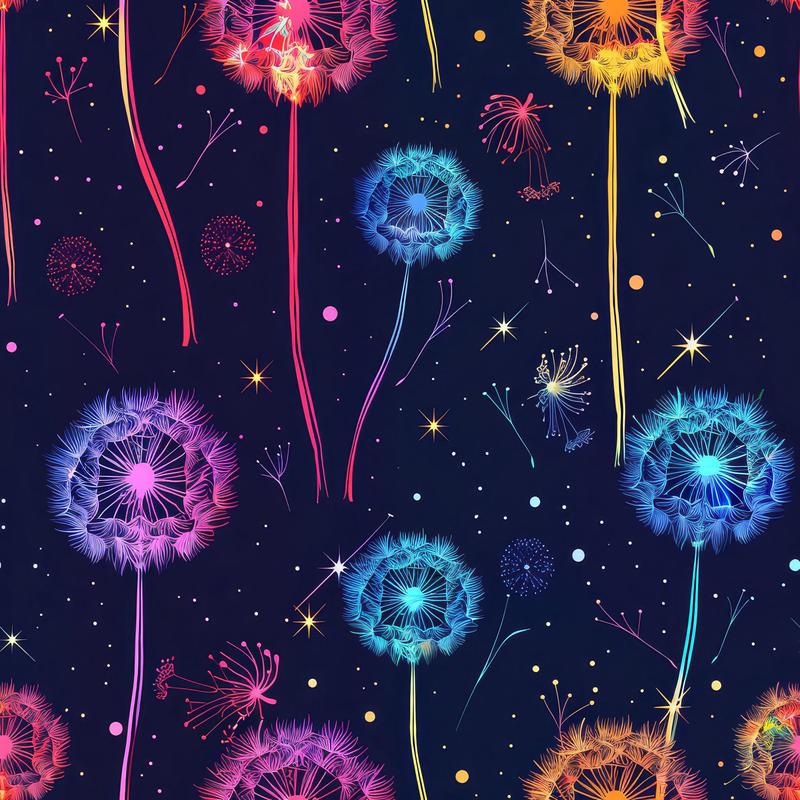 Midnight Dandelions Pattern 2 Quilting Cotton Fabric