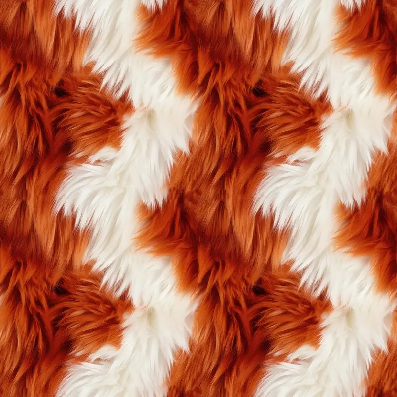Orange & White Fur Fabric