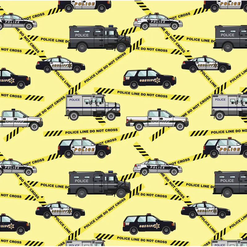 Police Vehicles Fabric - Yellow