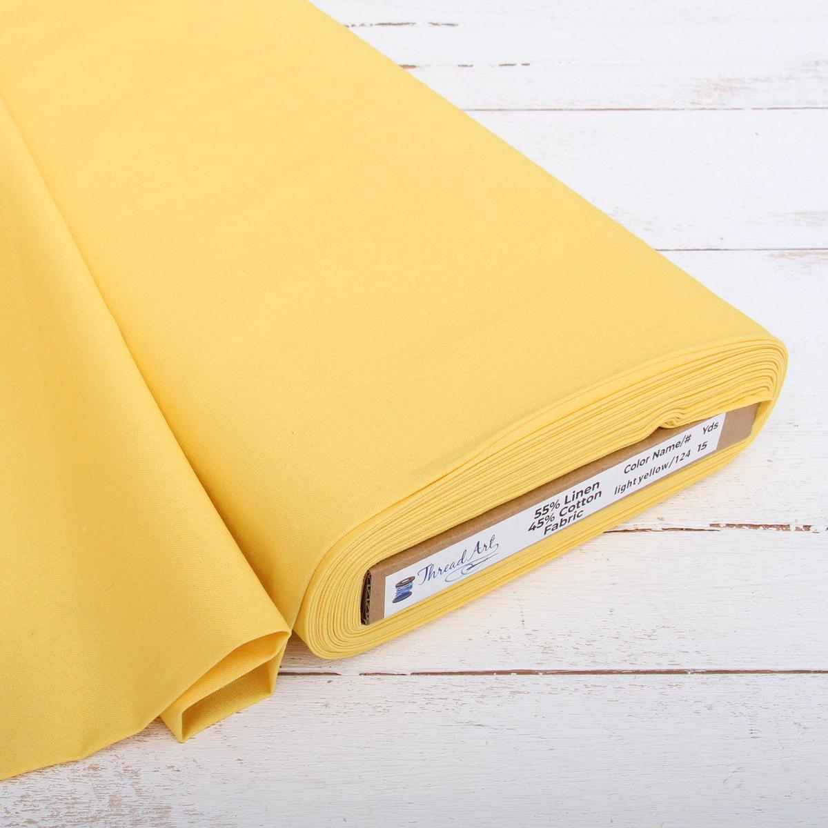 Premium Linen Fabric By The Yard - Light Yellow 55" Width - Cotton Linen Blend Fabric For Embroidery, Apparel, Cross Stitch