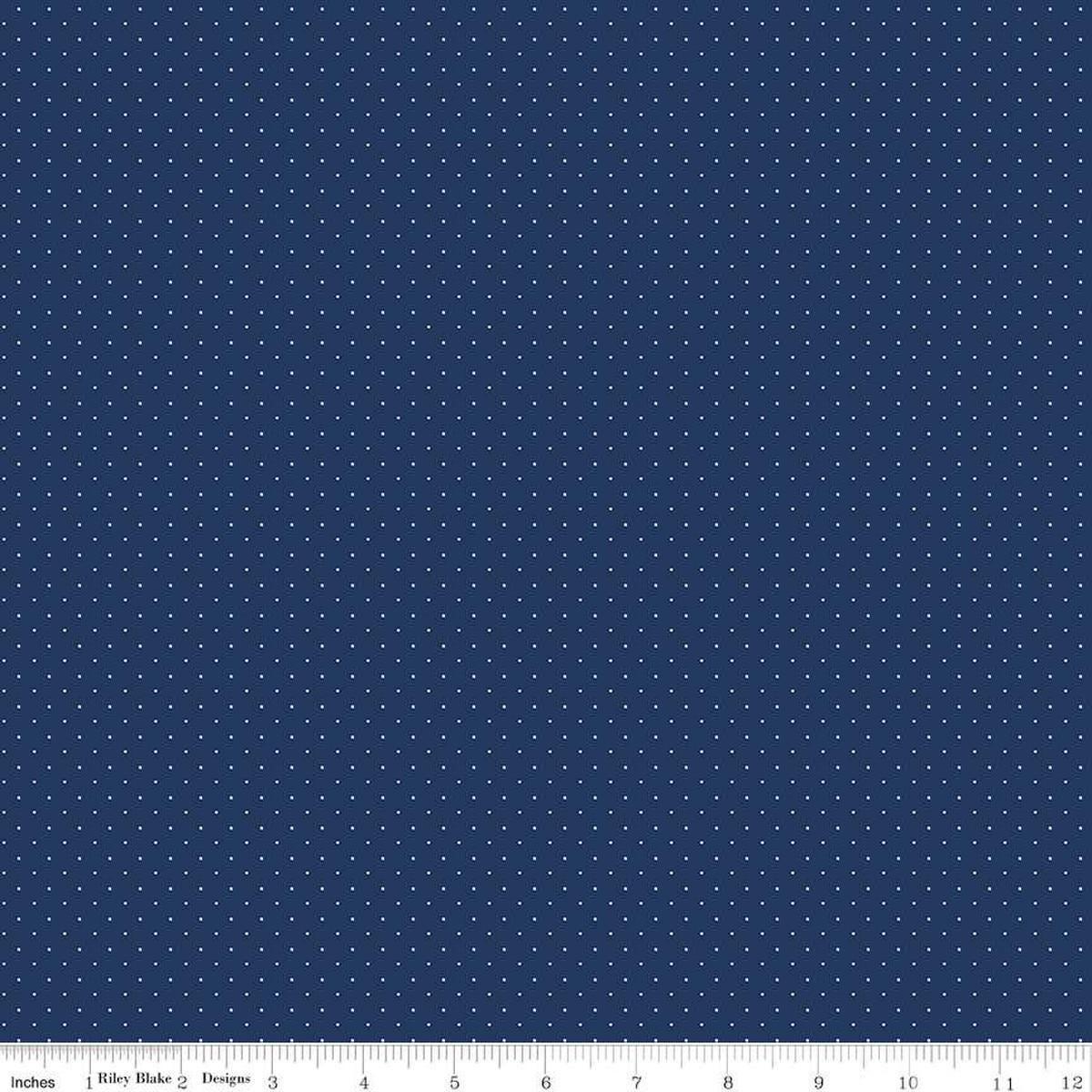 SALE American Jane Pindots C840 Navy - Riley Blake Designs - PRINTED Tiny Swiss Dots - Quilting Cotton Fabric
