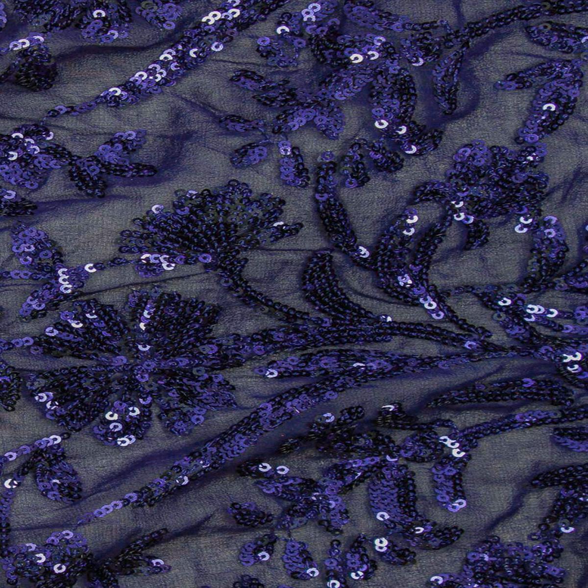 Sequin Garden Georgette Blueberry