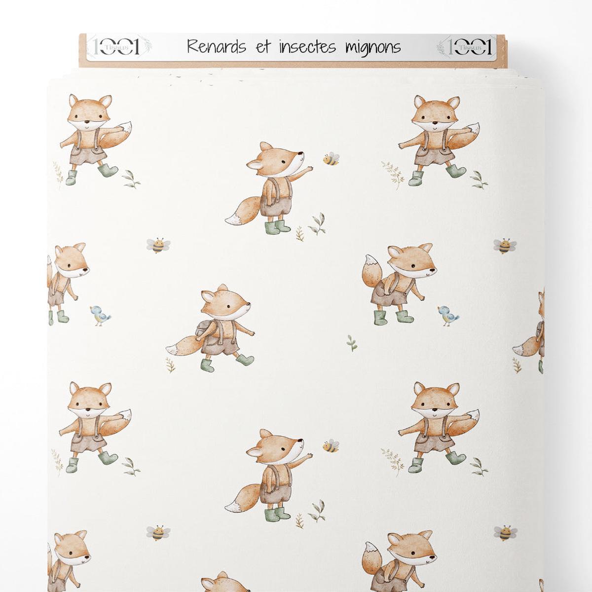 Tissu - Renards et insectes mignons