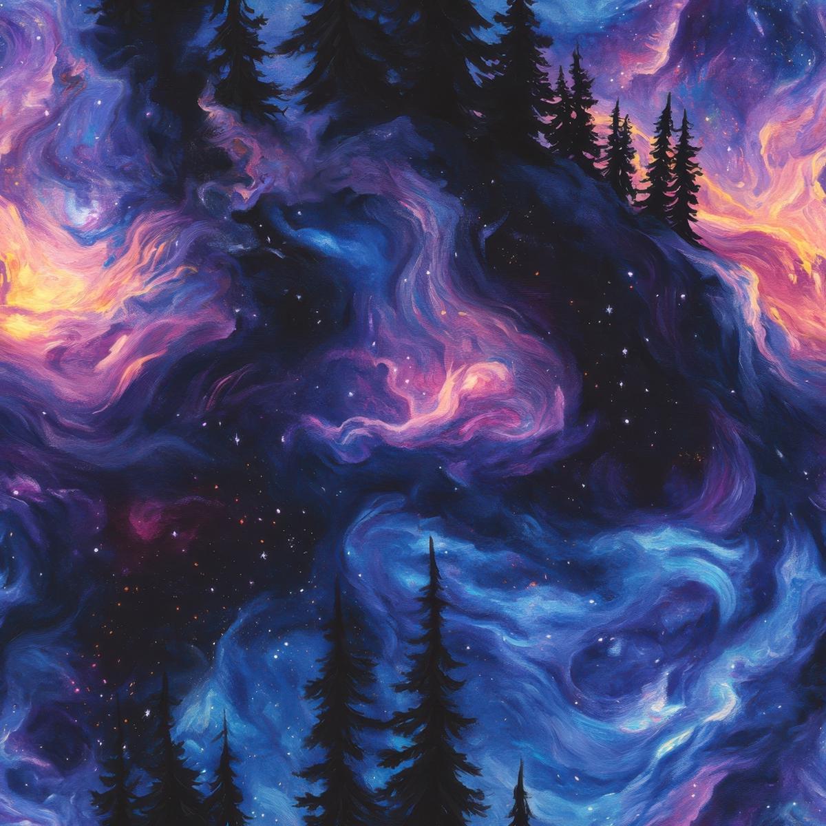 Aurora Starry Night Sky Pattern 5 Quilting Cotton Fabric