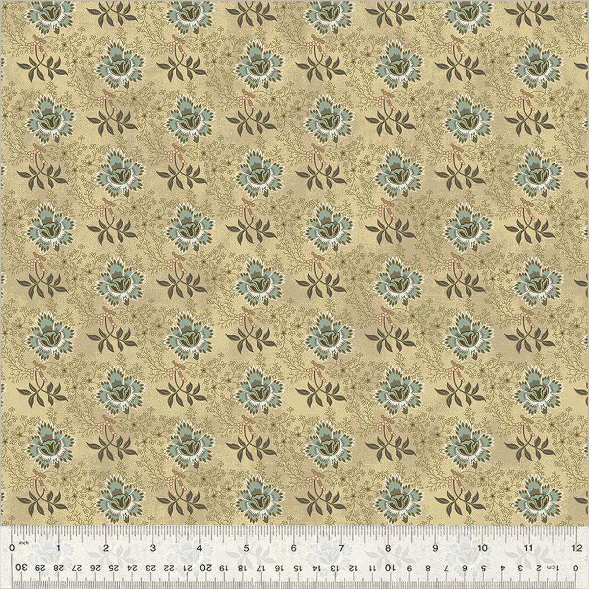 Fabric GARDEN ROW ALMOND from GARDEN TALE Collection by Jeanne Horton 53825-12 - 10.5" remnant
