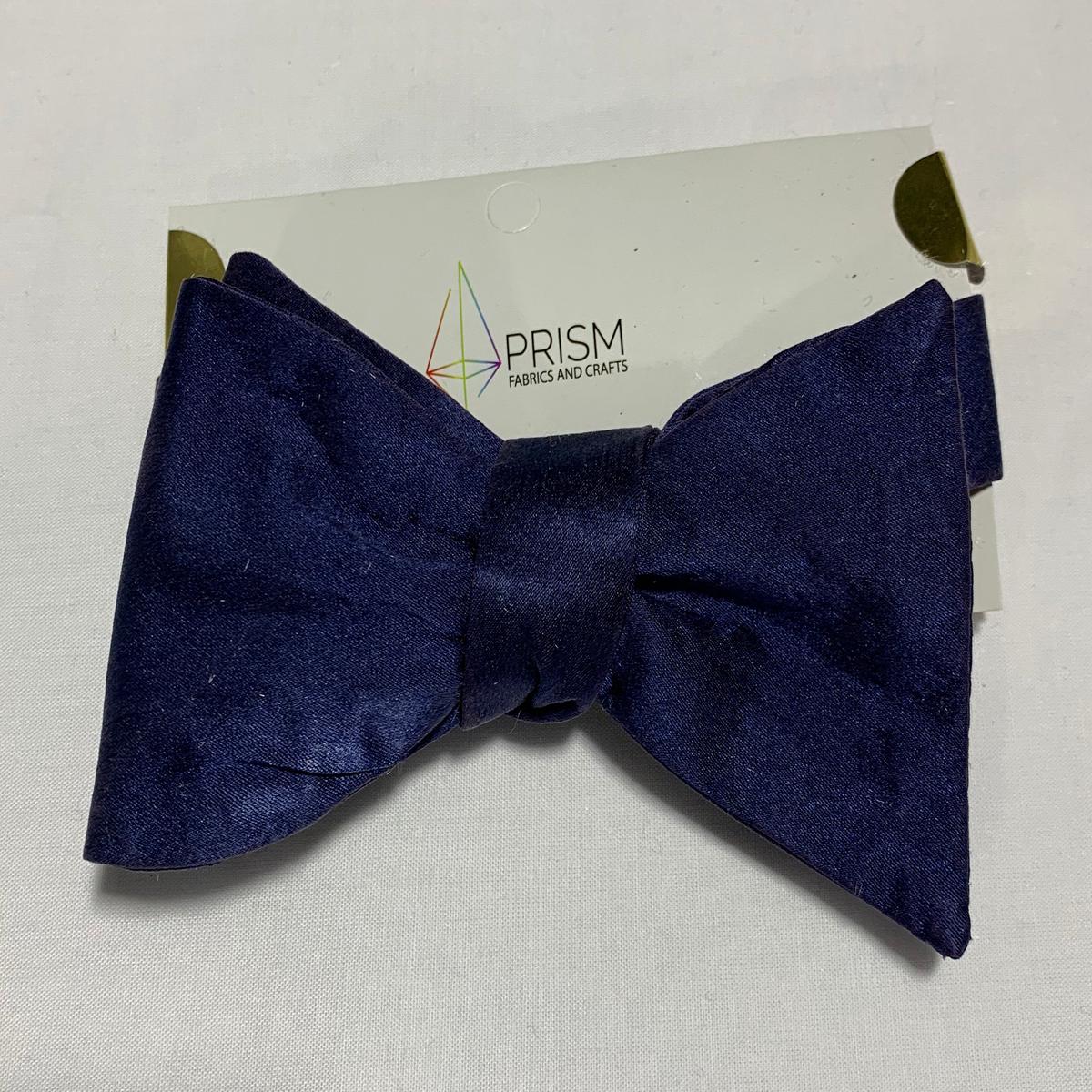 Hand Dyed Silk Satin Bow Tie - Denim Blue