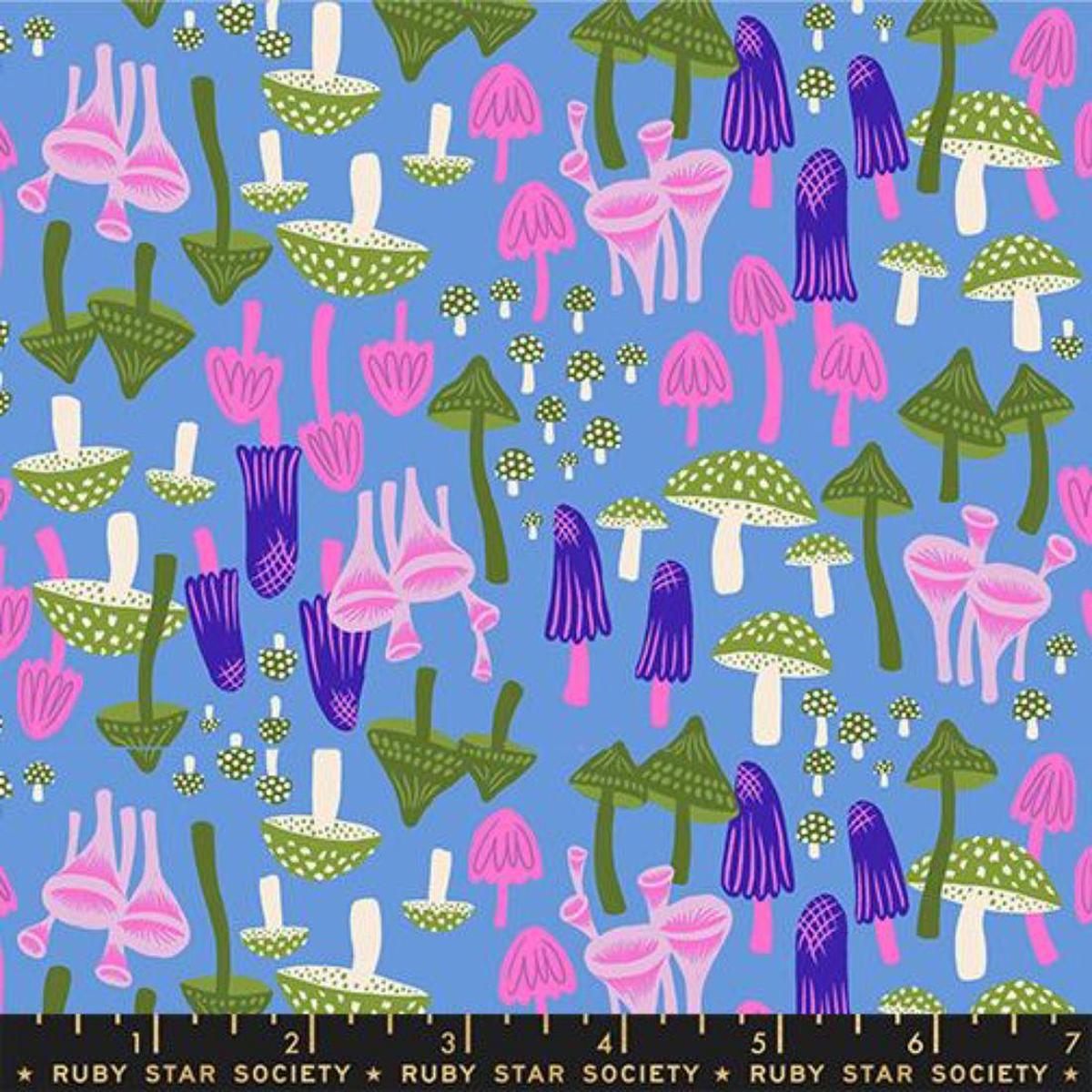 Mushrooms Lindley Blue by Ruby Star Society