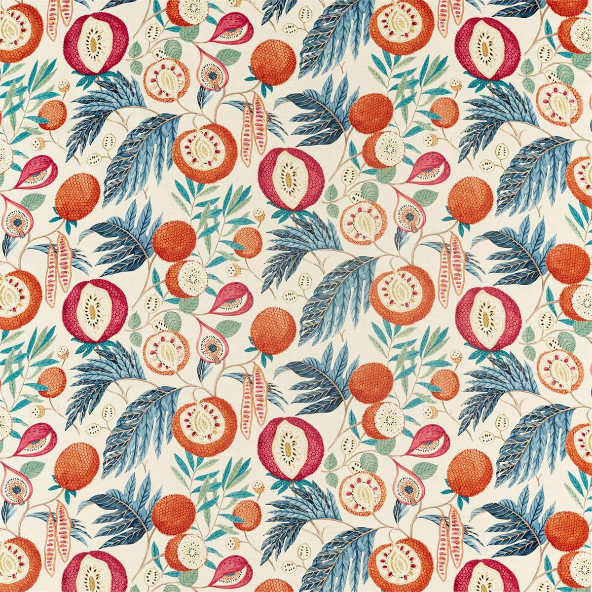 SANDERSON Jackfruit Fabric Leaves , Trees Indigo,Rambutan - DGLA226561