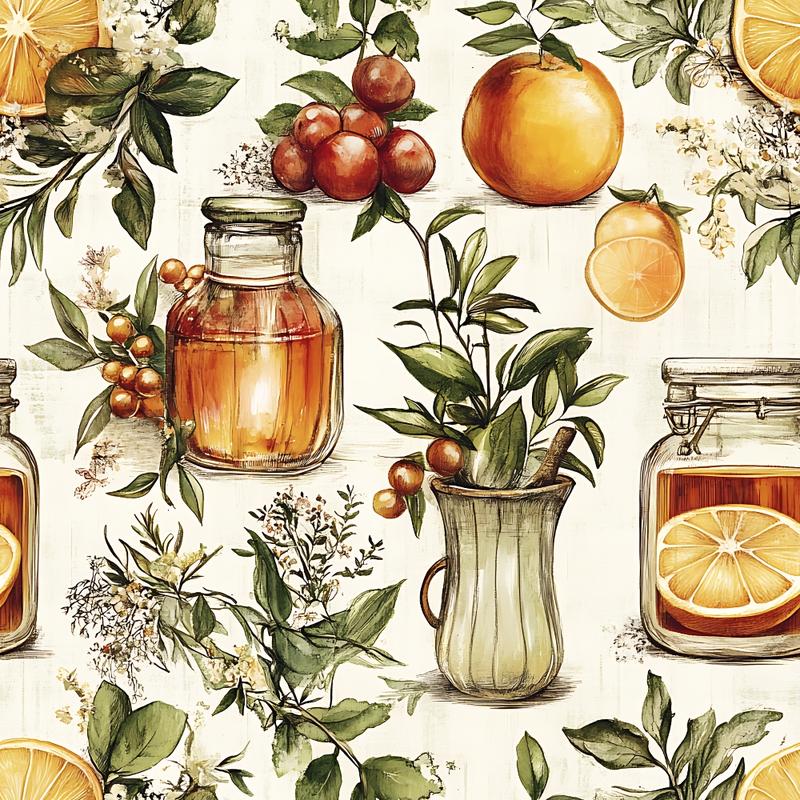 Vintage Kitchen Ingredients Pattern 8 Quilting Cotton Fabric