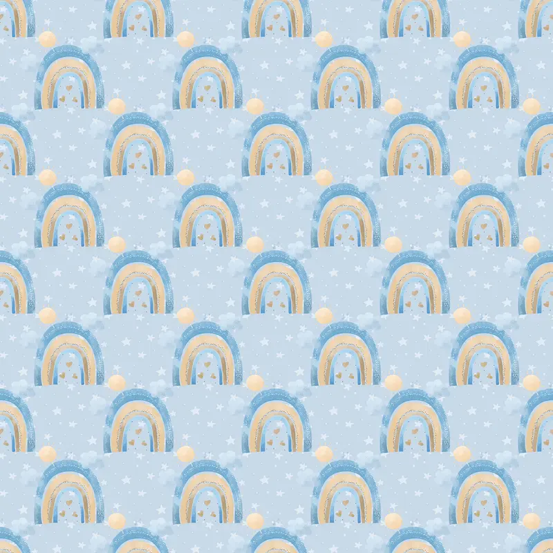 Rainbow Filled Sky Fabric - Blue