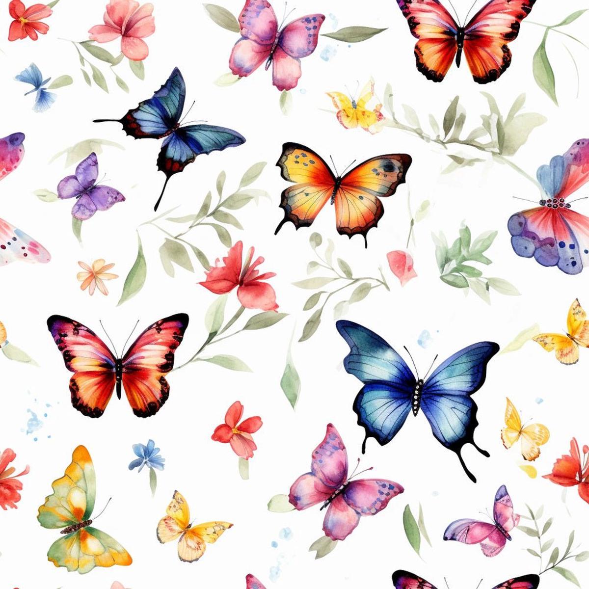 Watercolor Butterflies Pattern 8 Fabric