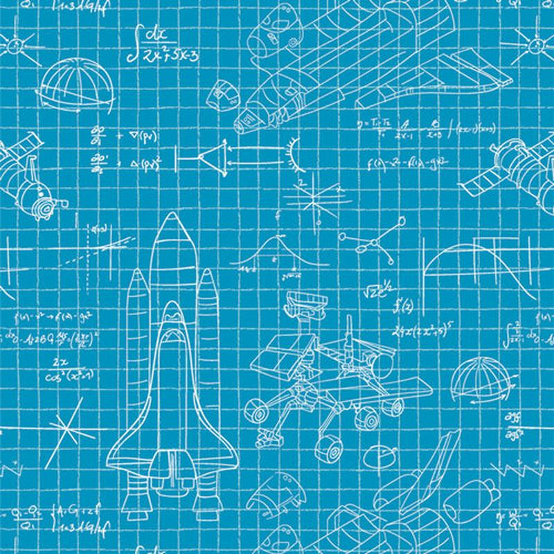 Fabric Art Gallery Blue Stellar Engineering Rocket Science by the Quarter Yard RKS-95403