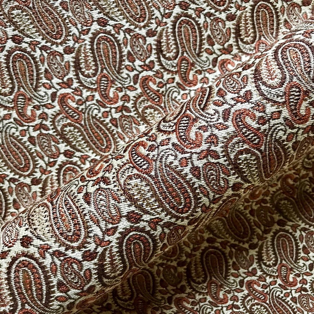 Burnt Orange Miniature Paisley Upholstery Fabric 54"