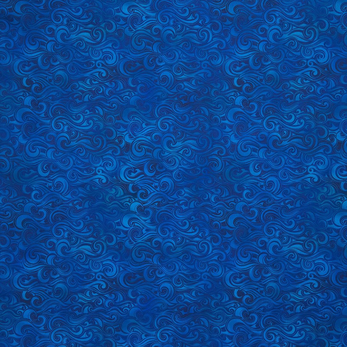 Wonders Of The Ocean - Waves Dark Blue Yardage