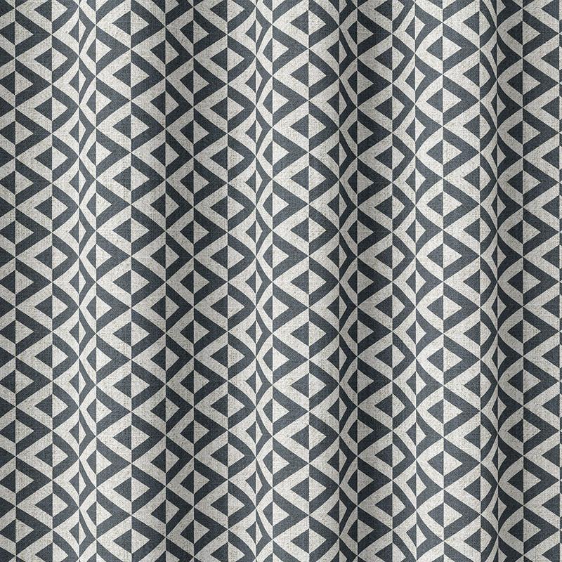 'Abstrakte' Fabric by the Metre (Petrol Blue/ White)