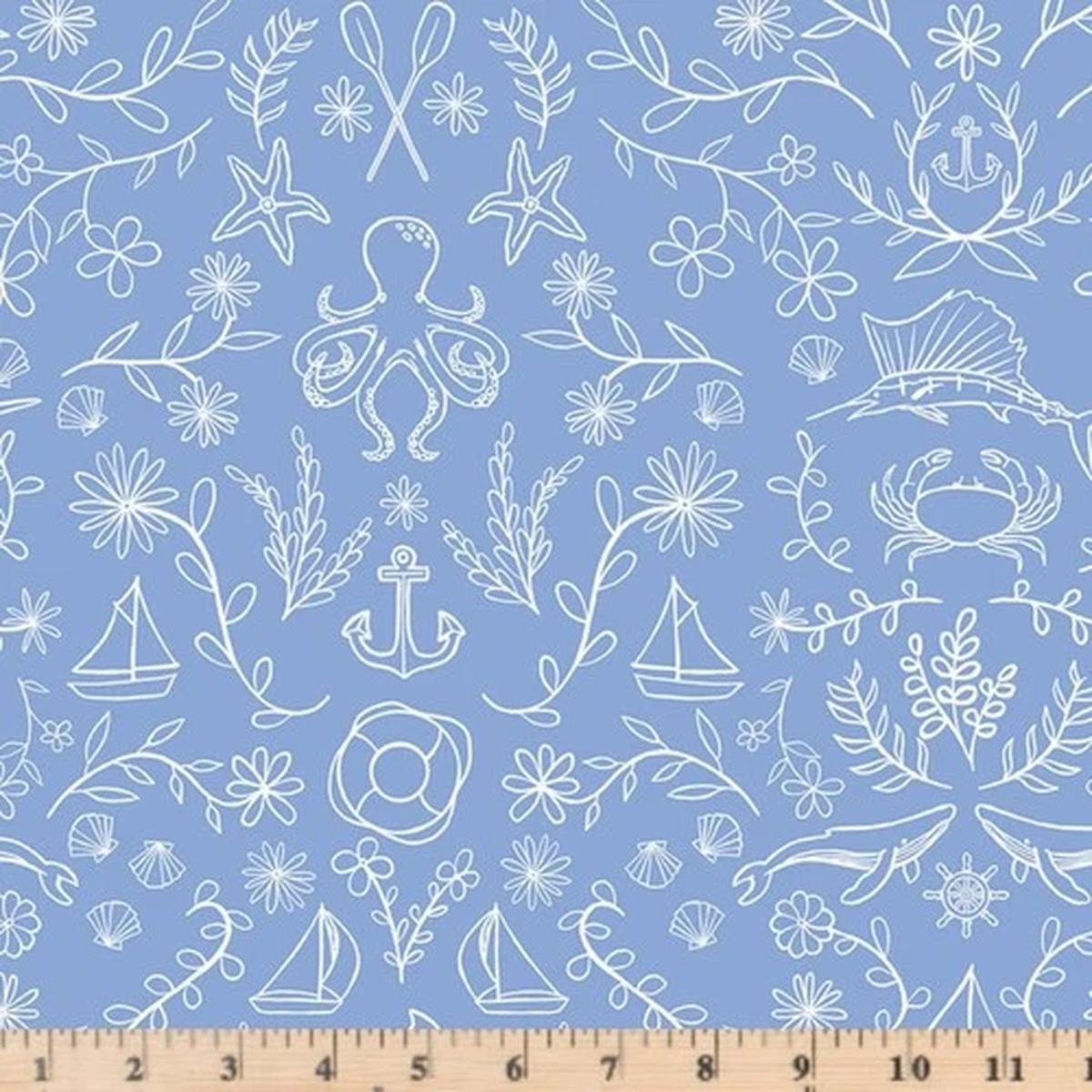 Yacht Club Main Sky Fabric C15920-SKY Nautical  Half Yard Continuous Cuts