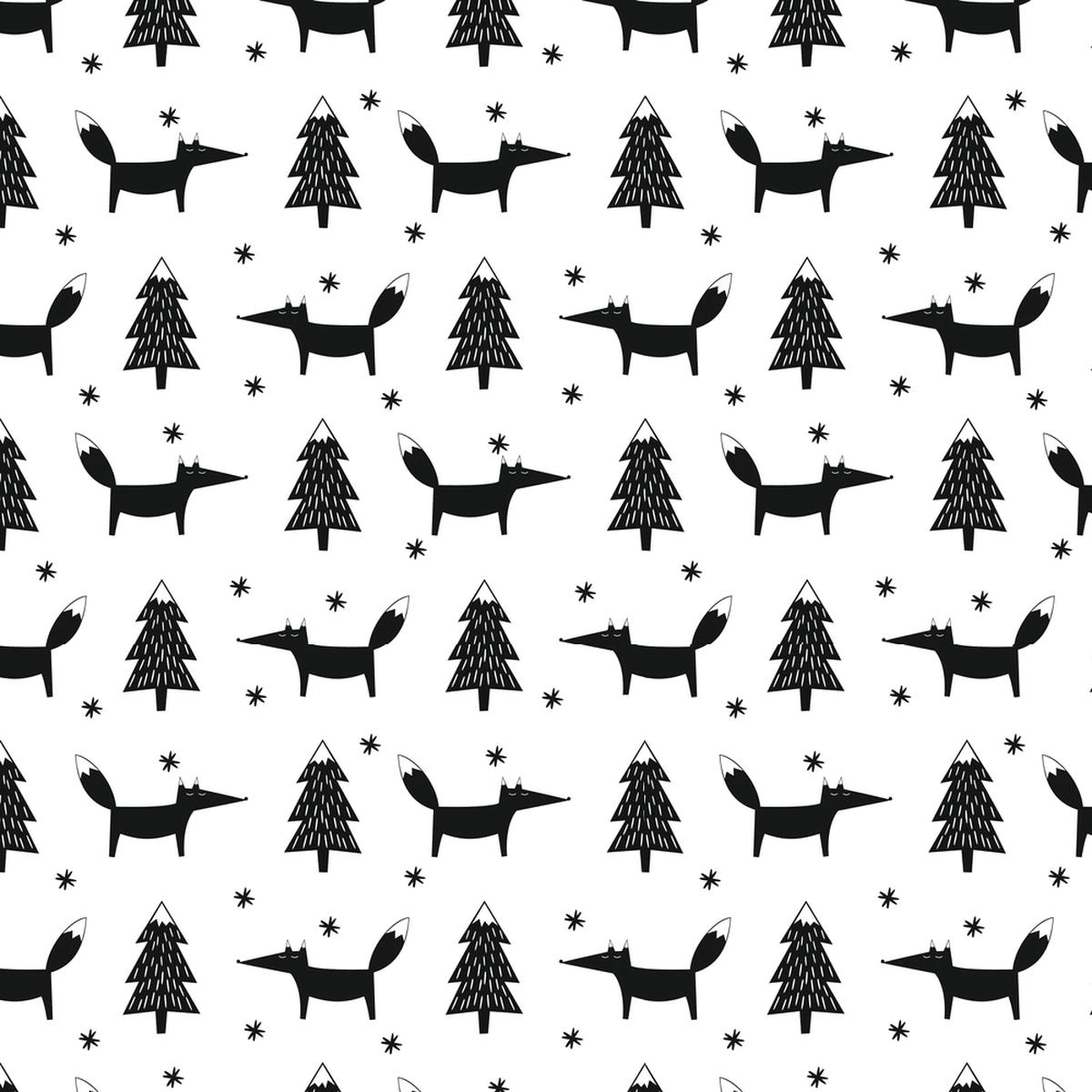 Winter Fox Fabric - Black