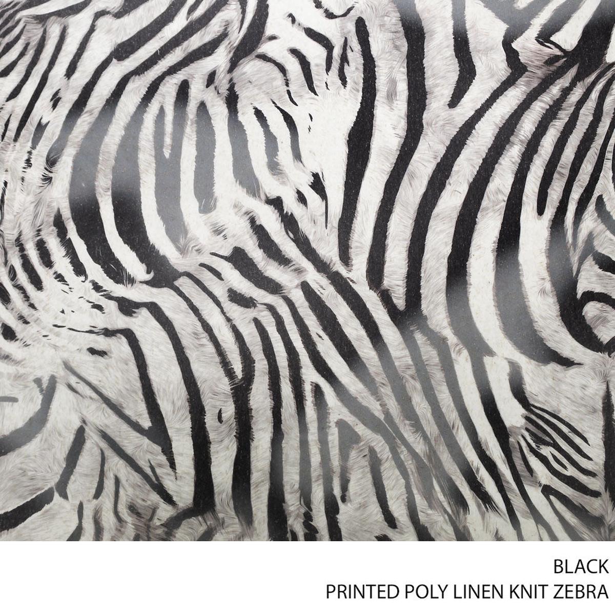 POLY LINEN KNIT PRT ZEBRA FABRIC BLACK ROLL ROLL 001