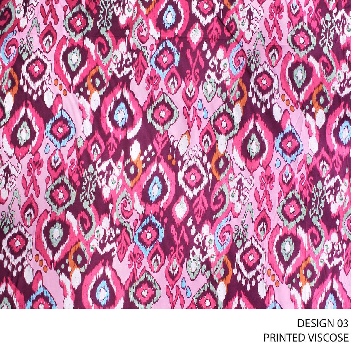 VISCOSE PRINTED FABRIC 140CM FUSCHIA ROLL ROLL 001