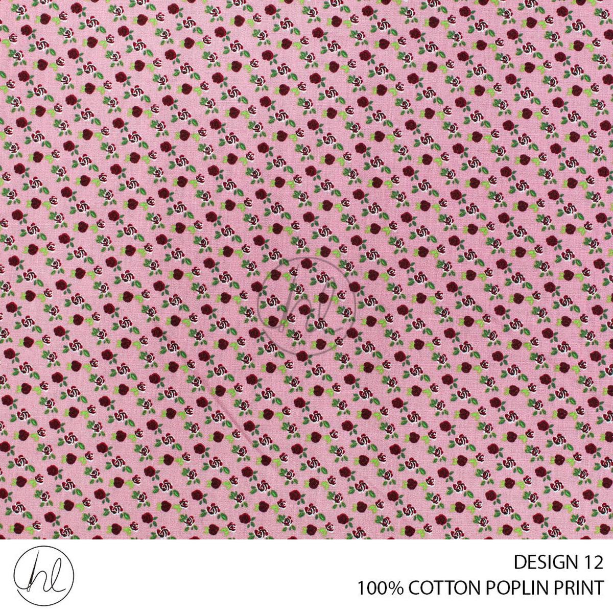 100% PRINTED COTTON POPLIN PER M DESIGN 12 PINK 150CM WIDE