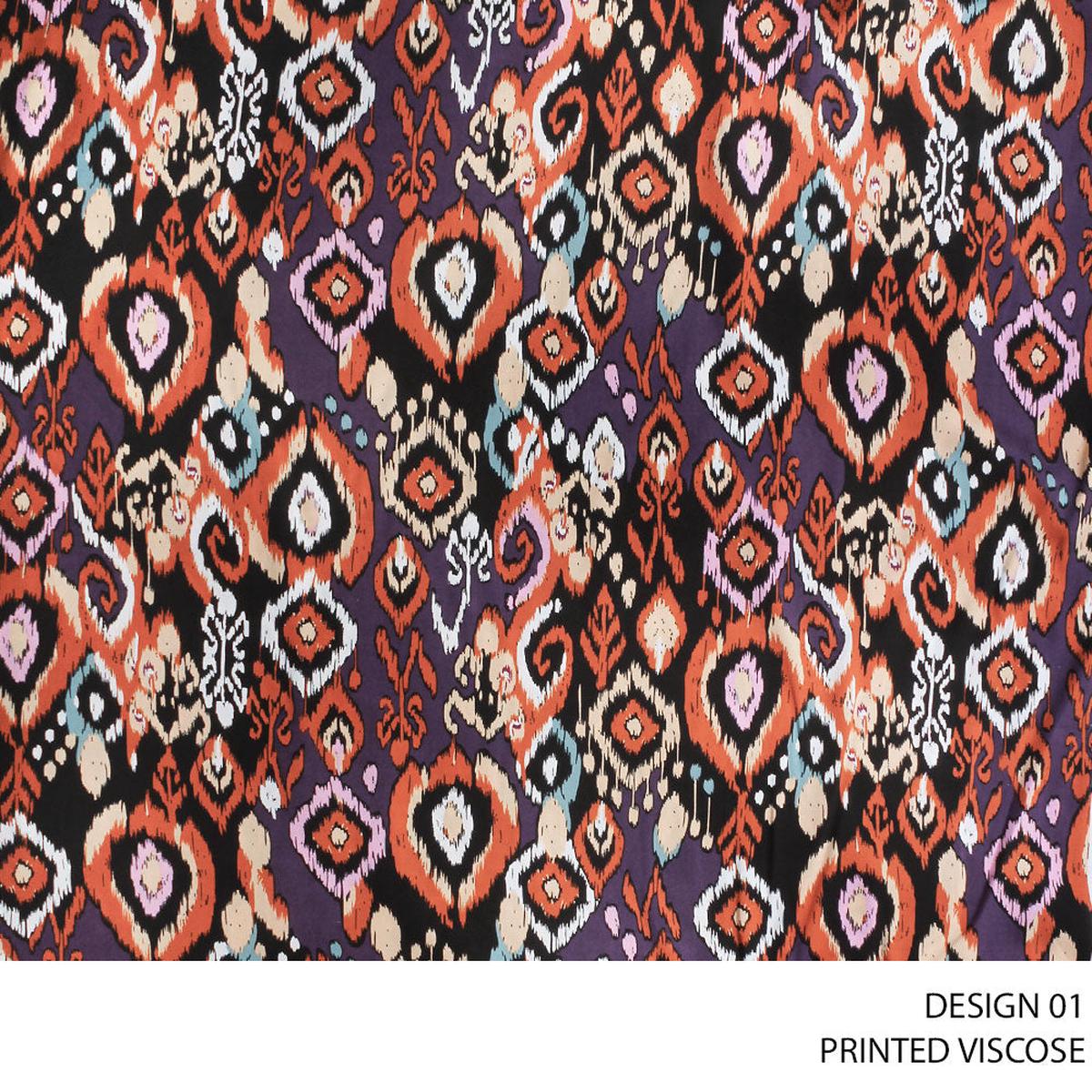 VISCOSE PRINTED FABRIC 140CM RUST ROLL ROLL 002