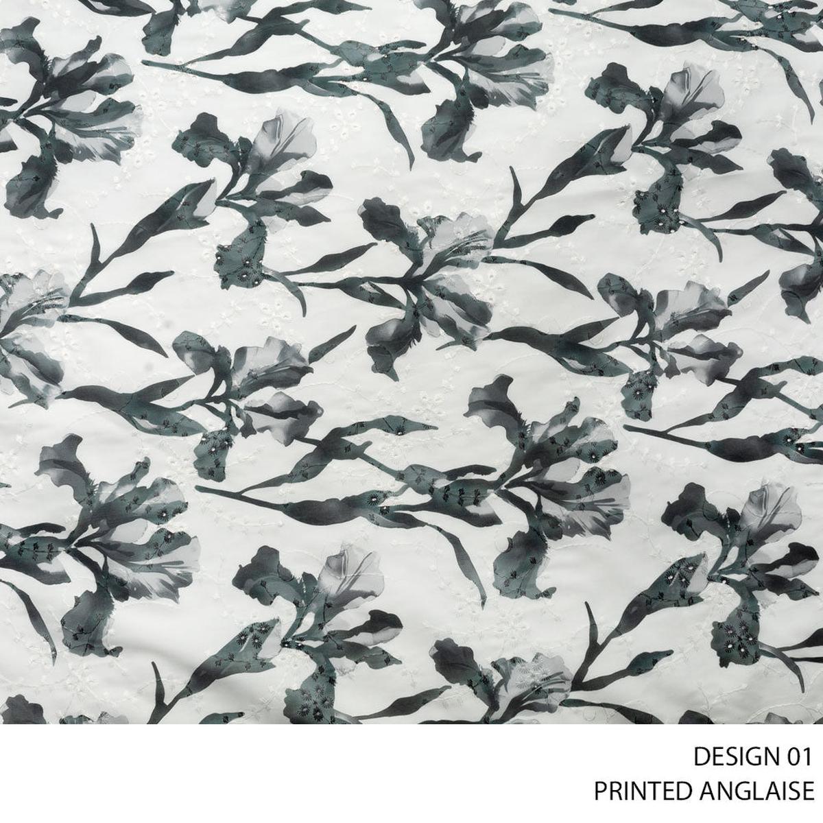 ANGLAISE PRINTED D#3 FABRIC 140CM BLACK ROLL ROLL 001