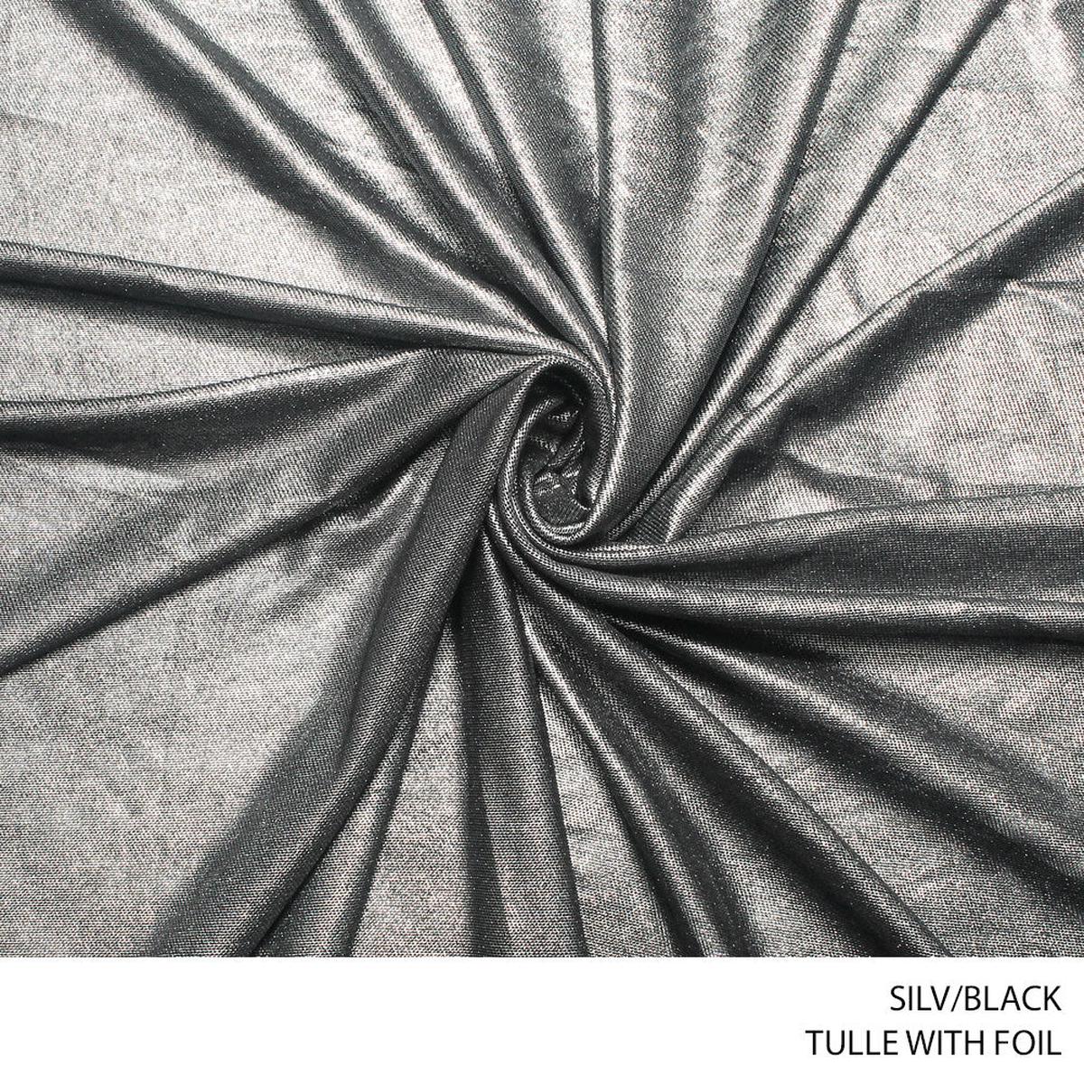TULLE WITH FOIL FABRIC SILV/BLK