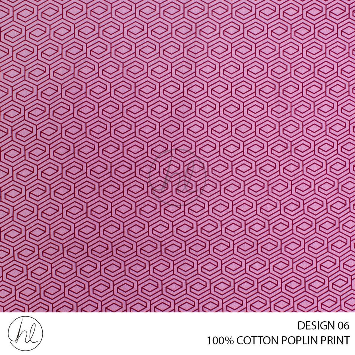 100% PRINTED COTTON POPLIN PER M DESIGN 06 PINK 150CM WIDE