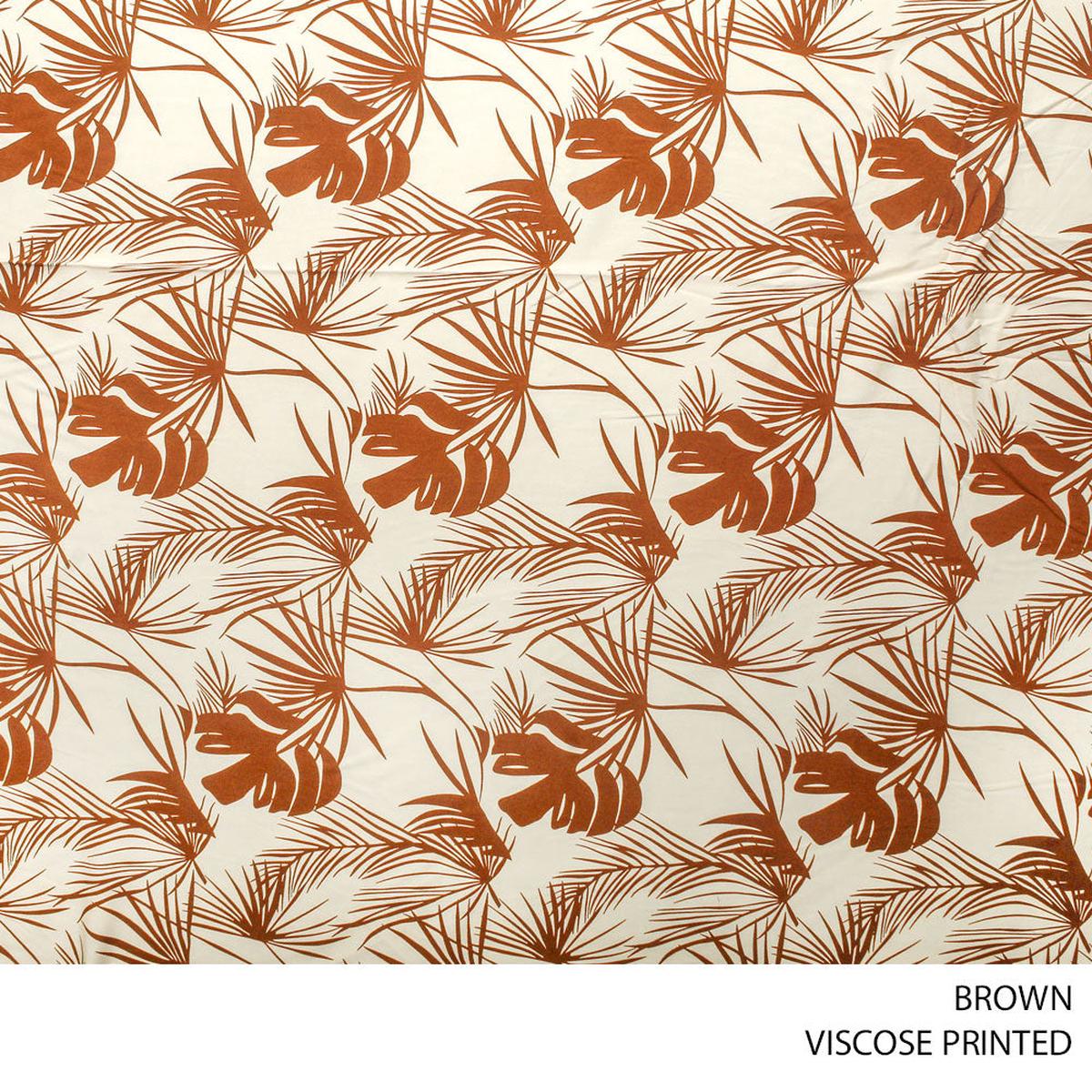 VISCOSE PRINTED FABRIC 140CM BROWN ROLL ROLL 001