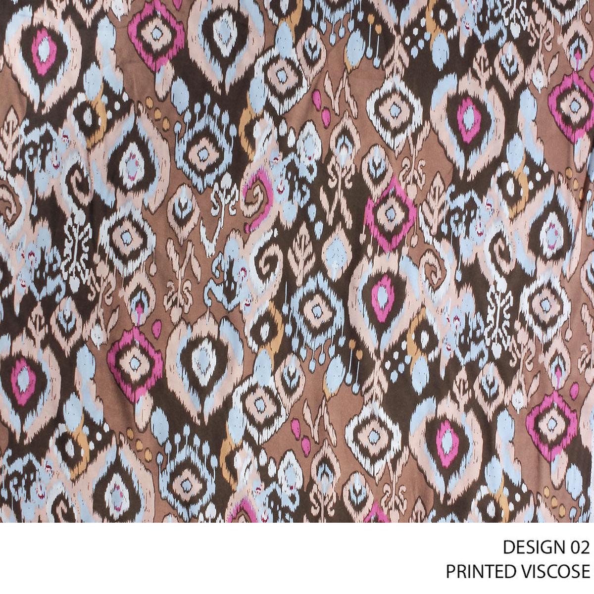 VISCOSE PRINTED FABRIC 140CM BROWN ROLL ROLL 002