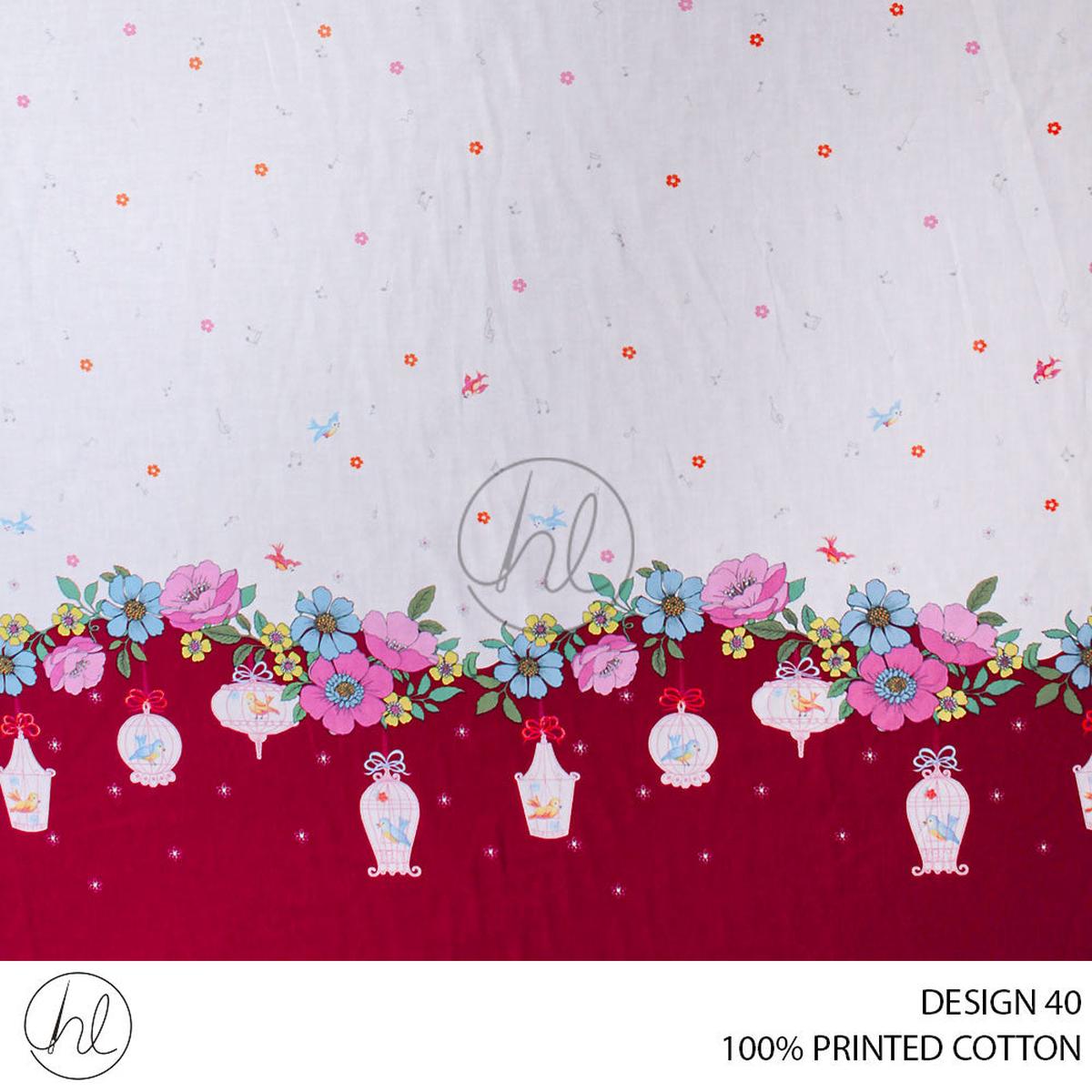 100% PRINTED COTTON 3408 RED VIOLET 110CM PER M