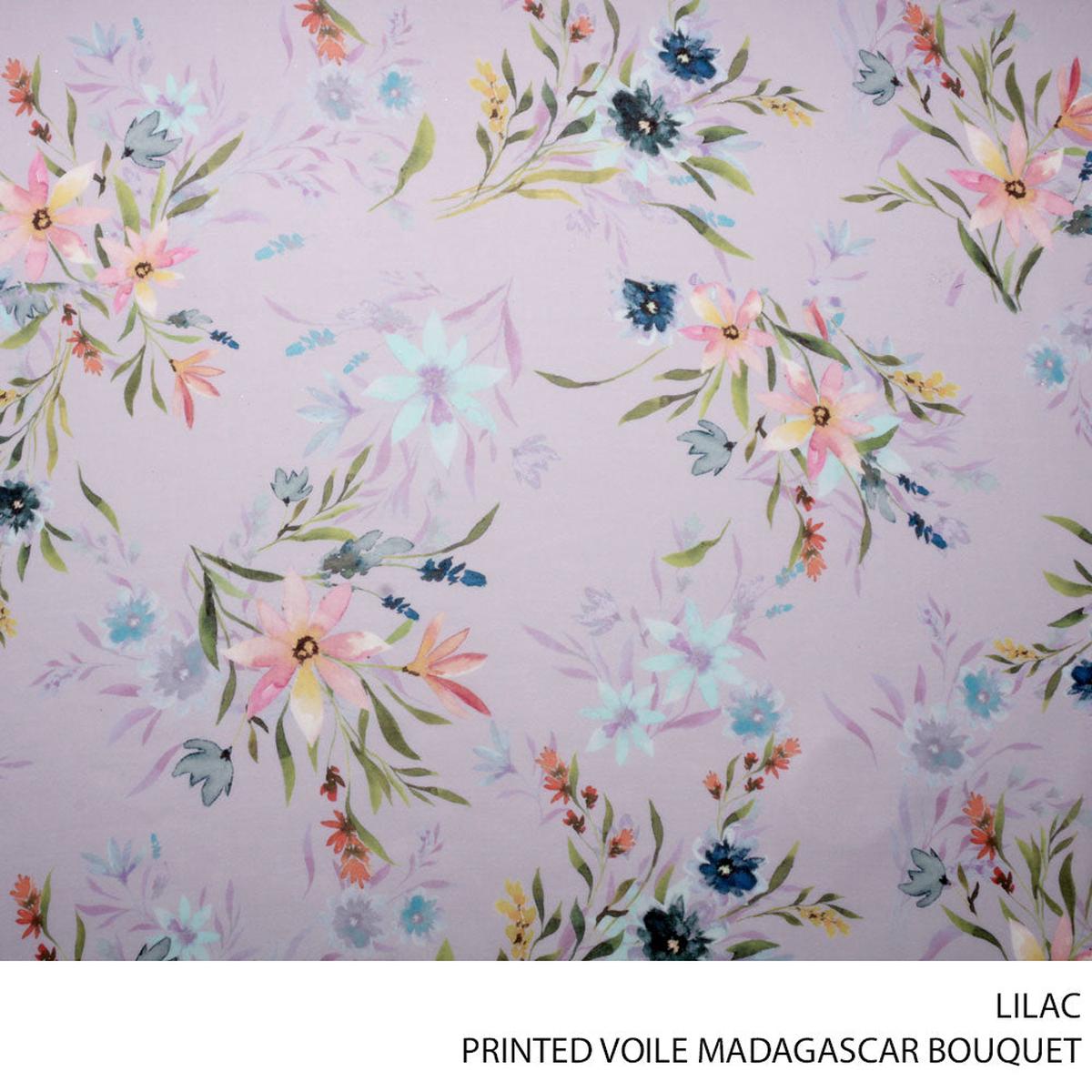 VOILE PRT MADASGASCAR BOUQUET FABRIC LILAC ROLL ROLL 001