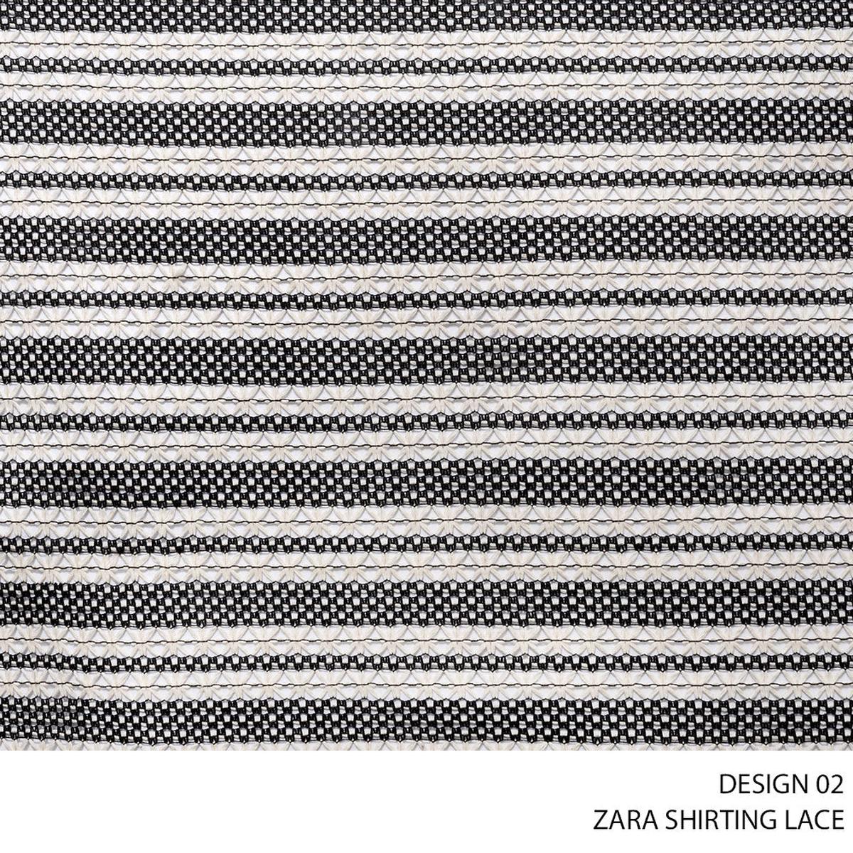 ZARA SHIRTING LACE FABRIC 140CM BLK/CREAM ROLL ROLL 001