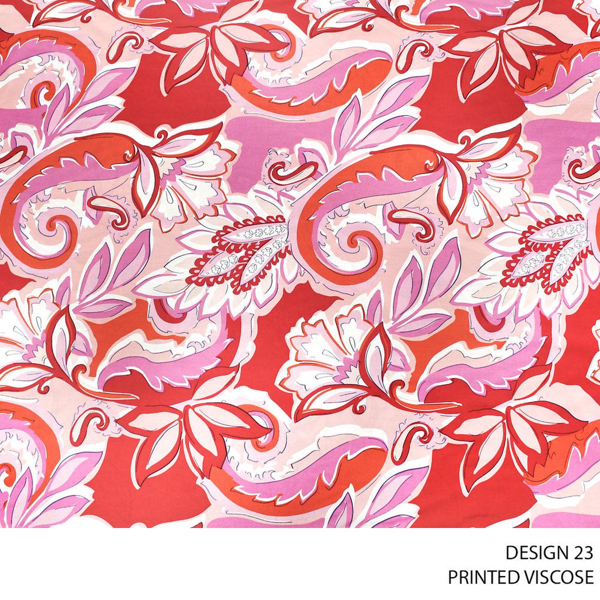 VISCOSE PRINTED FABRIC 140CM RED ROLL ROLL 001