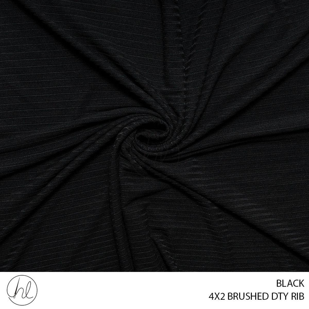 4X2 BRUSHED DTY RIB 51 BLACK 150CM PER M