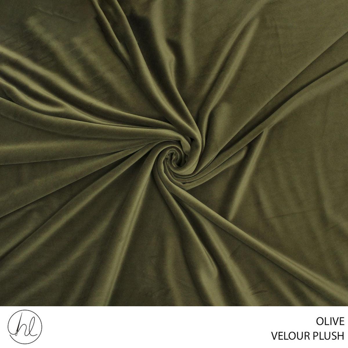 VELOUR PLUSH PLAIN FABRIC 150CM OLIVE ROLL ROLL 001