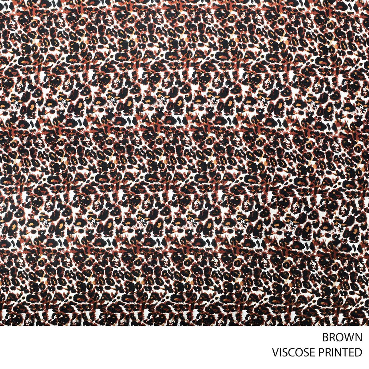 VISCOSE PRINTED FABRIC 140CM BROWN ROLL ROLL 004