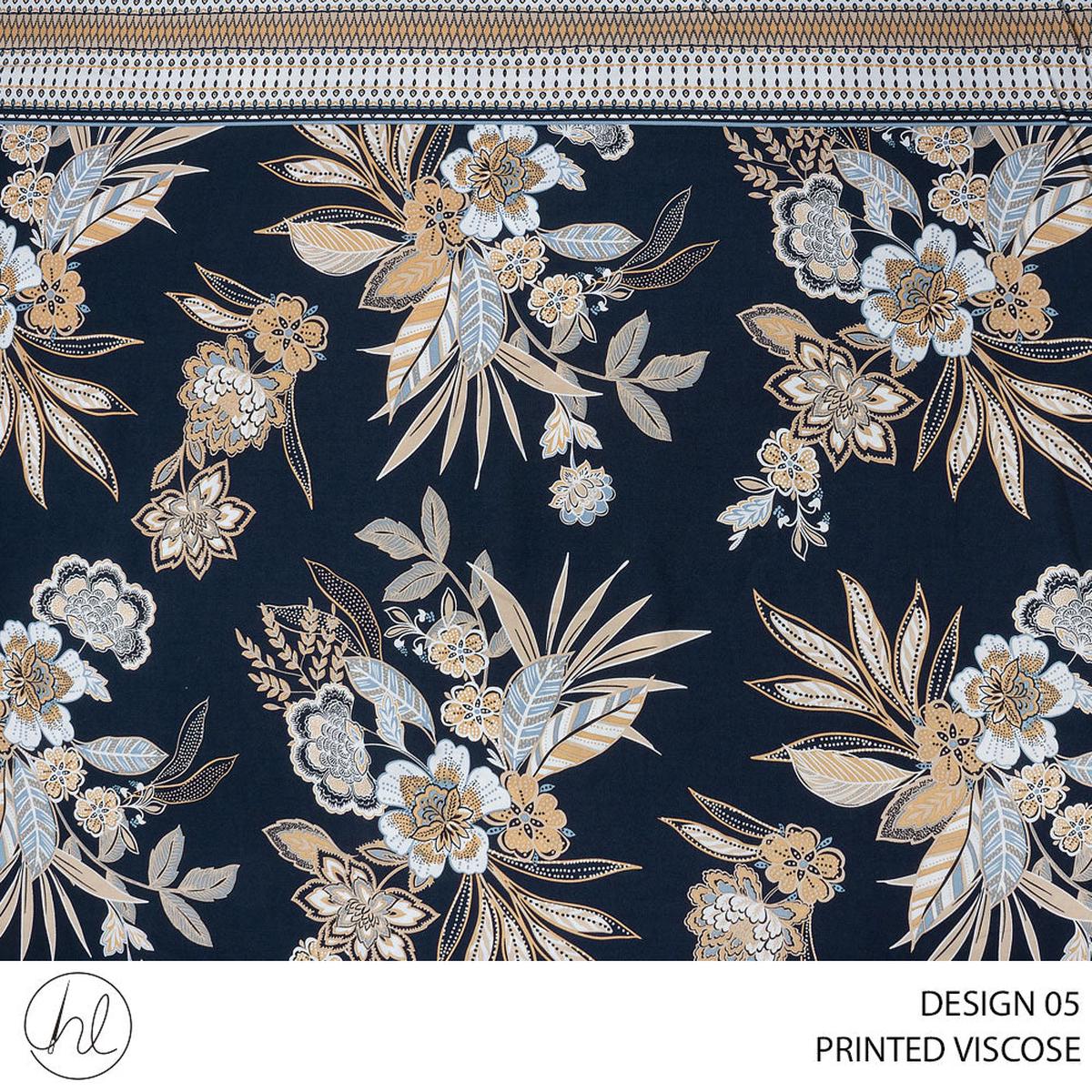 VISCOSE PRINTED FABRIC NAVY ROLL ROLL 001
