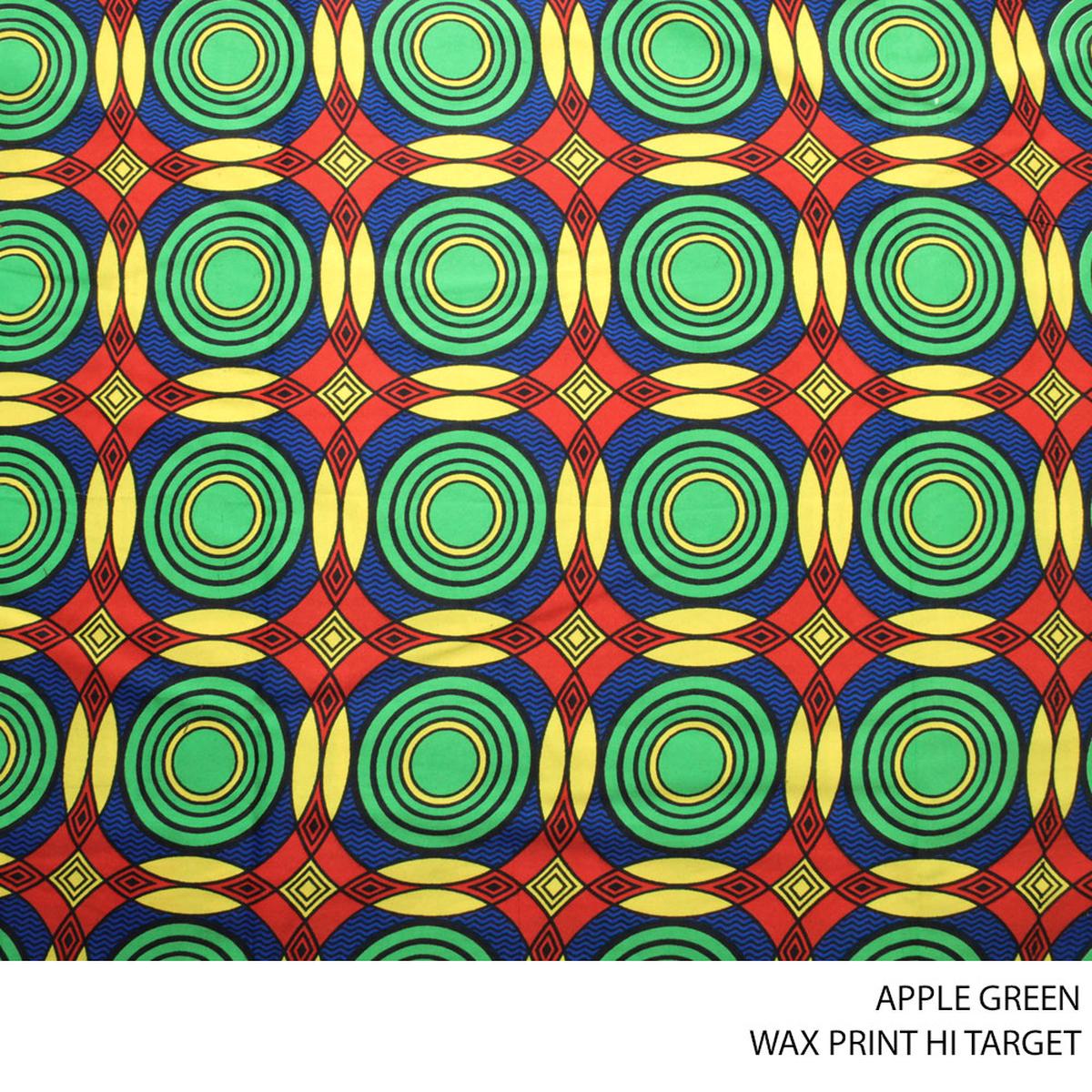 WAX PRINT HI TARGET FABRIC APPLE GREEN ROLL ROLL 013