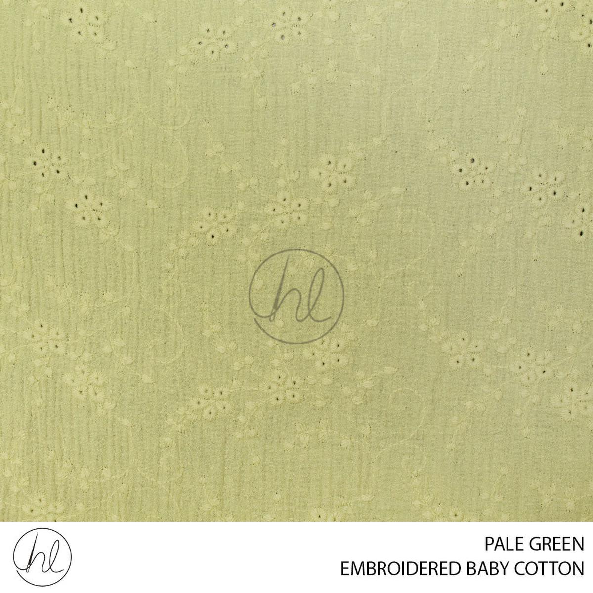 BABY COTTON EMBROIDERED PER M PALE GREEN 150CM WIDE
