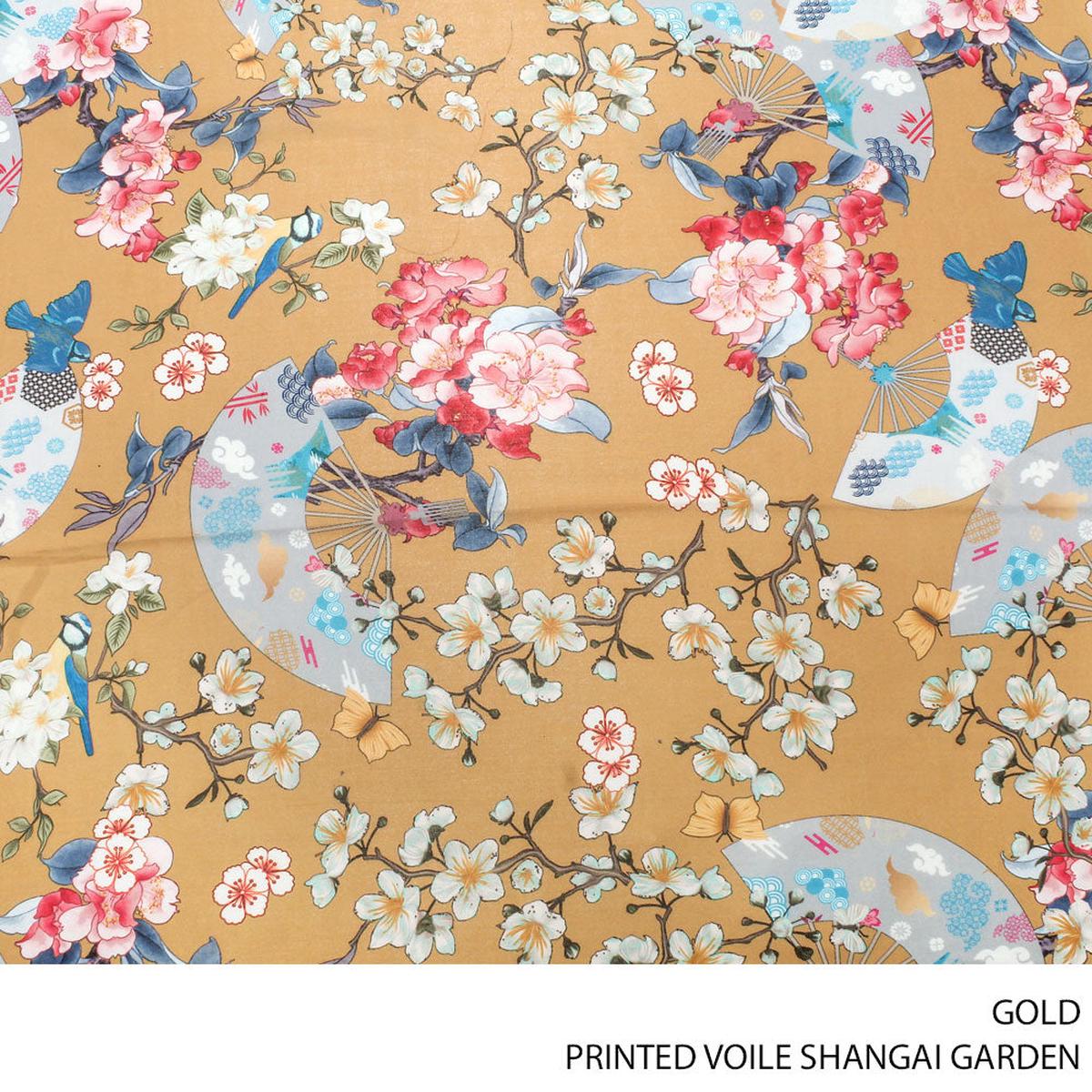VOILE PRT SHENGAI GARDEN FABRIC GOLD