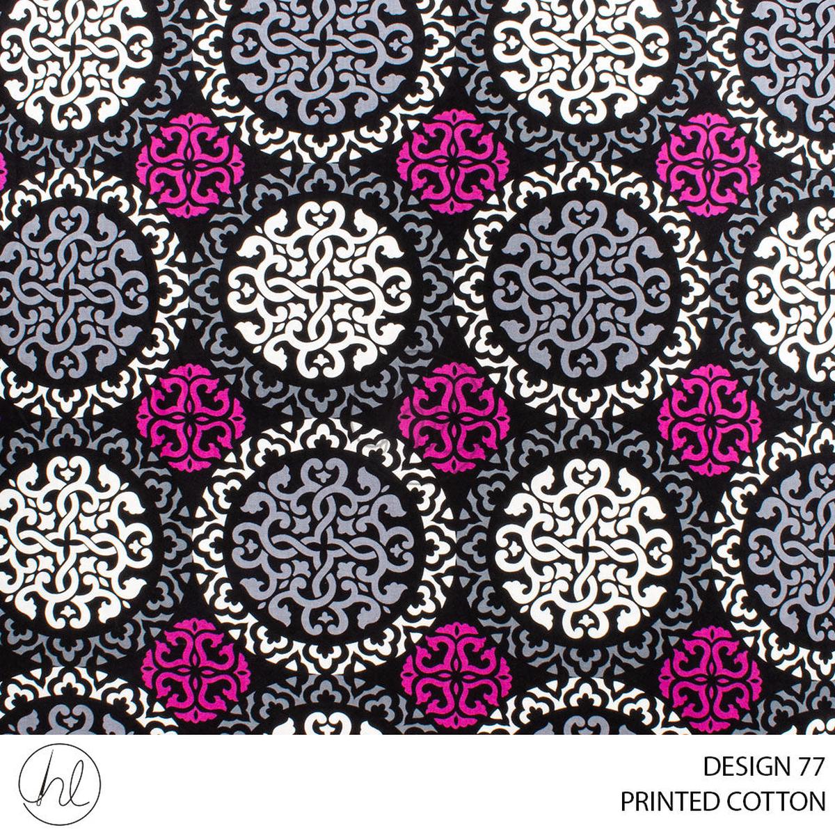 100% PRINTED COTTON 51 BLACK 150CM PER M