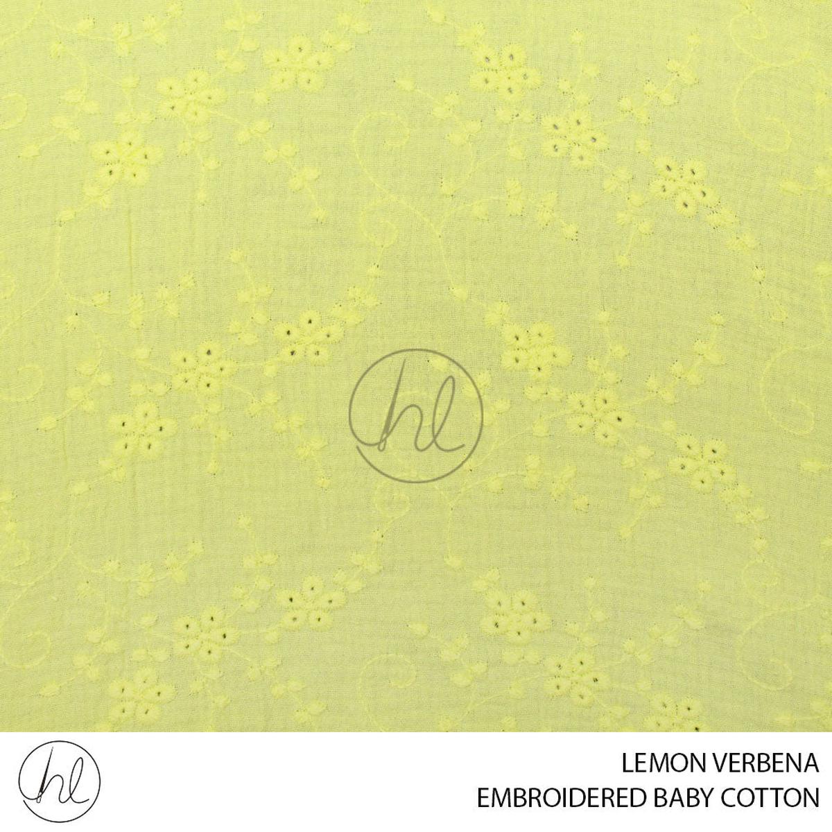 BABY COTTON EMBROIDERED PER M LEMON VERBENA 150CM WIDE