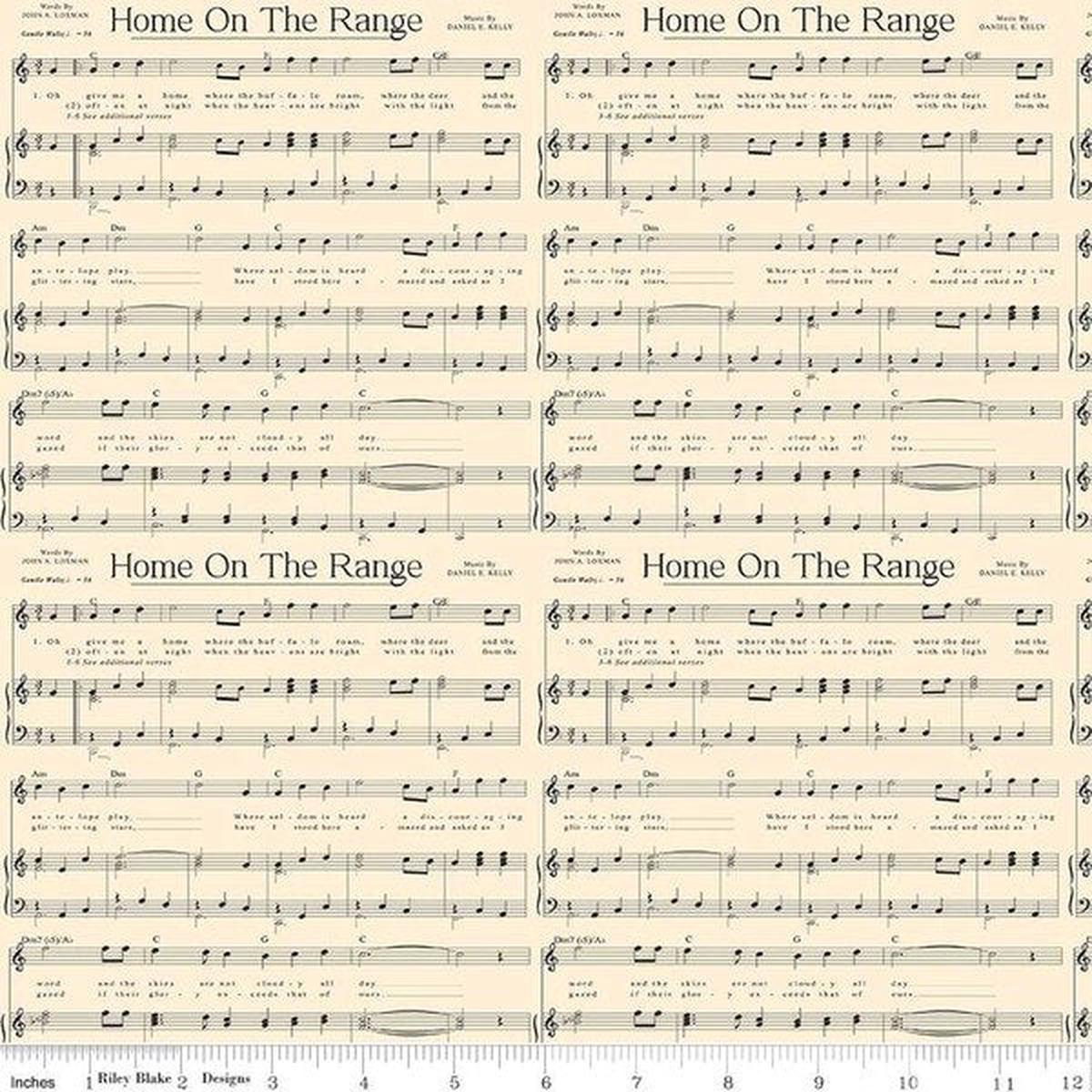 Cowboys Music Cream Cotton Fabric