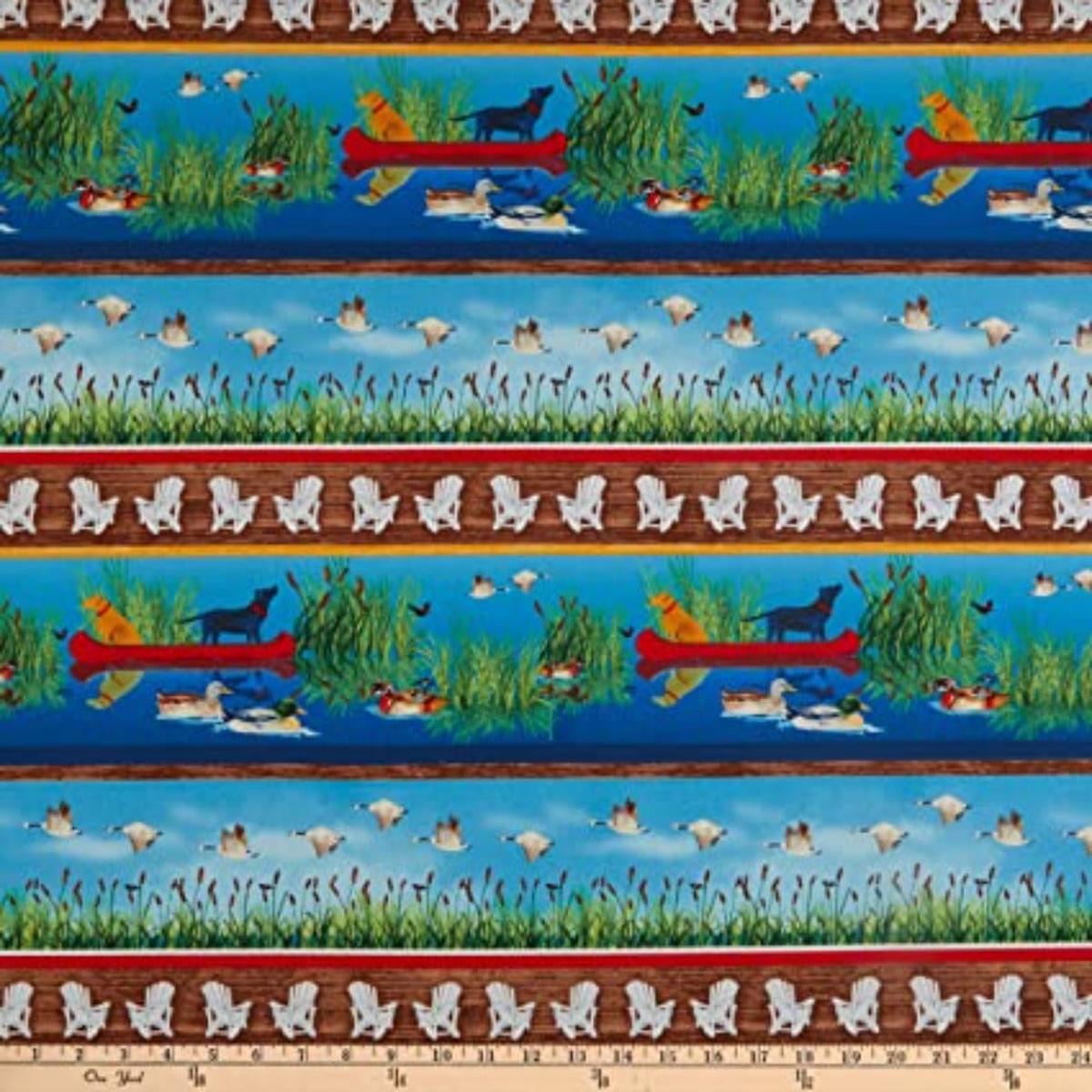 Dockside Novelty Lake Stripe  Multi Cotton Fabric