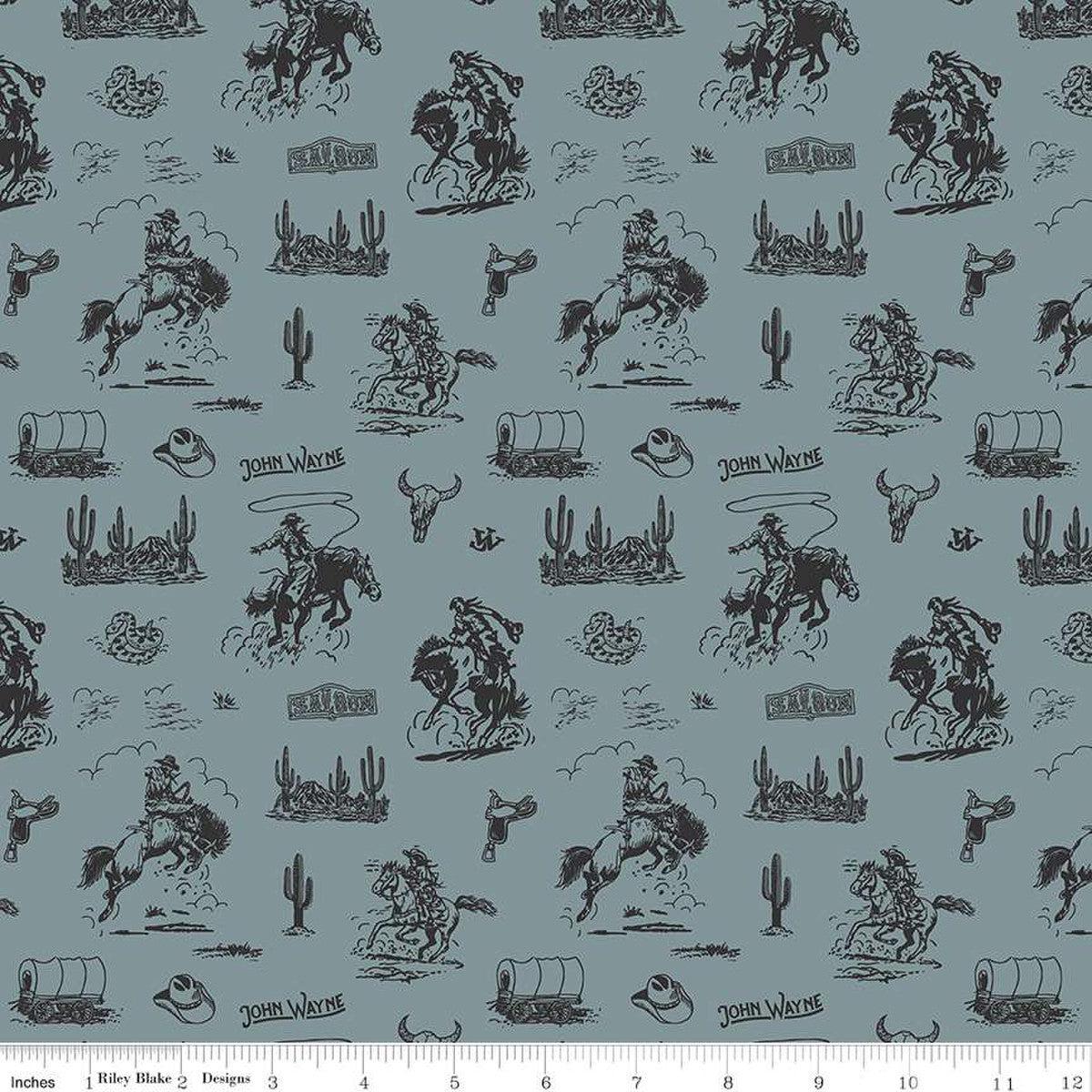 John Wayne Courage Cowboys Storm Cotton Fabric - 1 yard