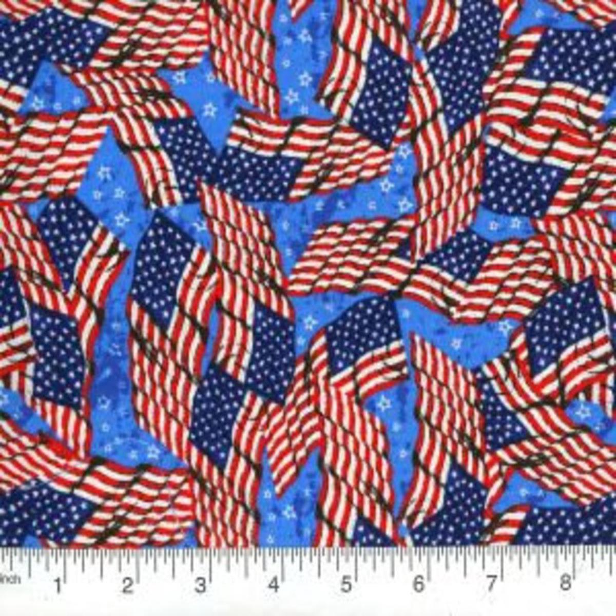 Patriotic Flag Cotton Fabric - 1 yard