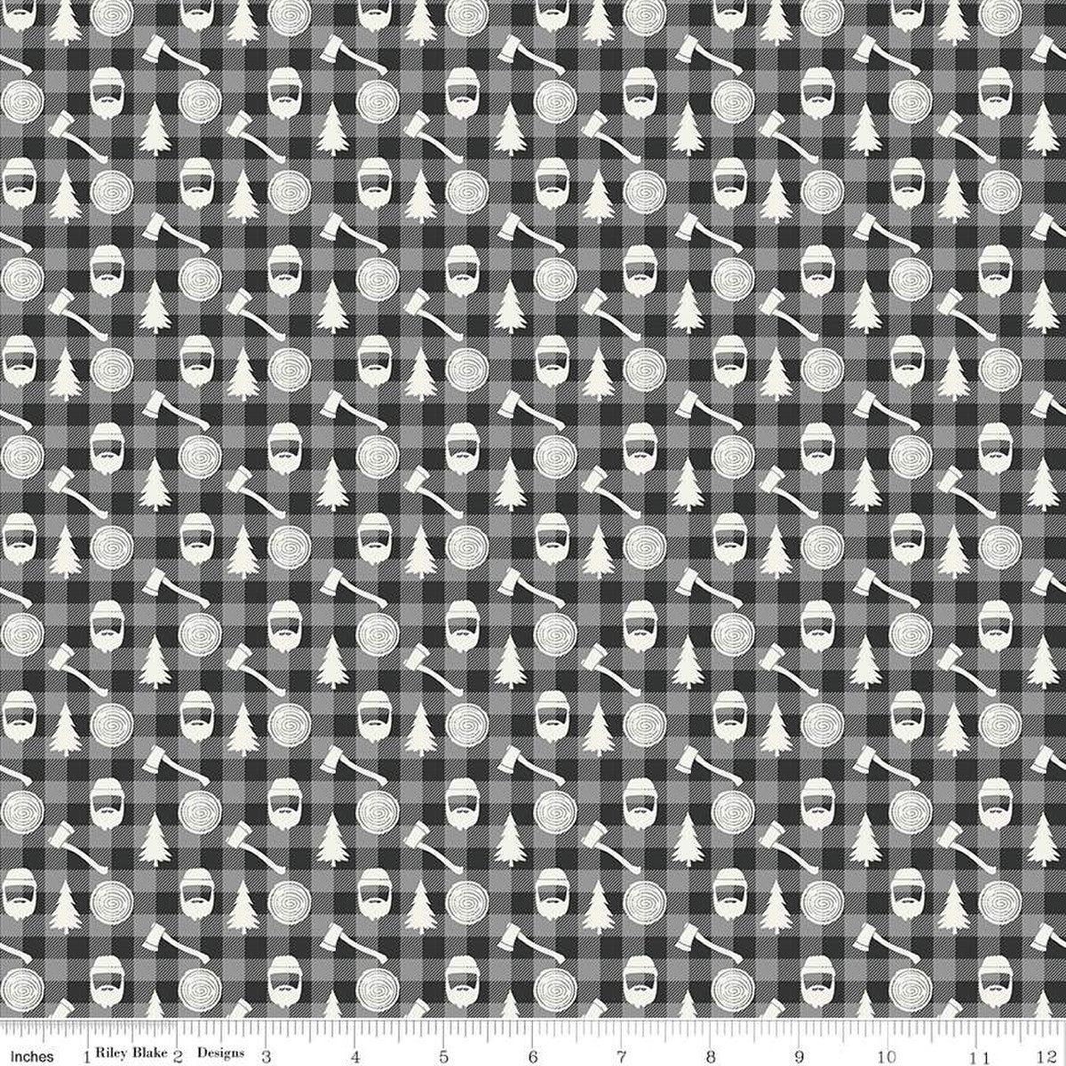 Woodsman Lumberjack Plaid Black Cotton Fabric
