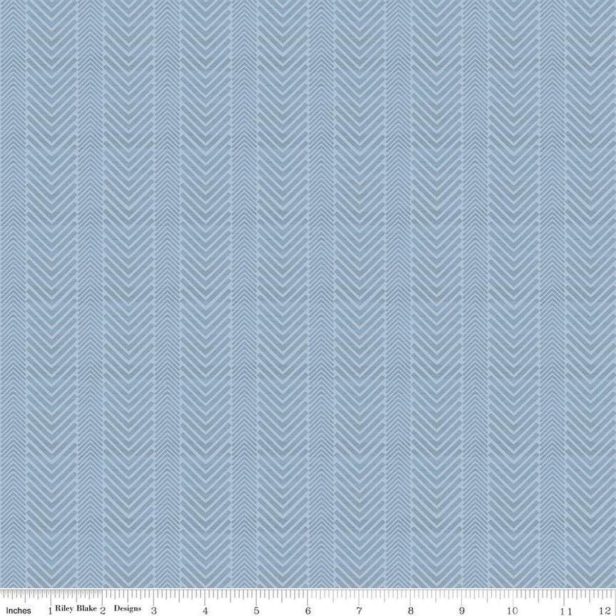 Wake at the Lake Herringbone Sky Cotton Fabric