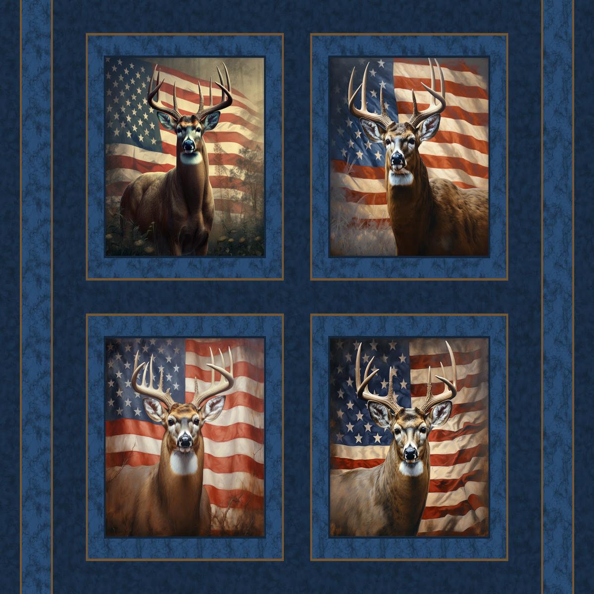 All American Bucks Pillow Panel Cotton Fabric - 1 yard